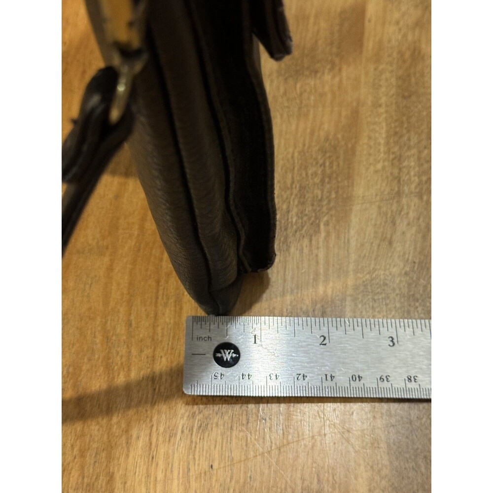 Lucky Brand Black Leather Pebbles Crossbody Bag Foldover Wallet Purse Distressed - Picture 16 of 16